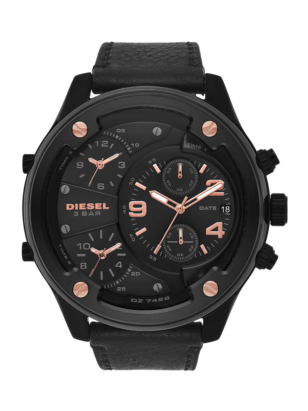 

DIESEL Men Black Analogue Leather Watch DZ7428