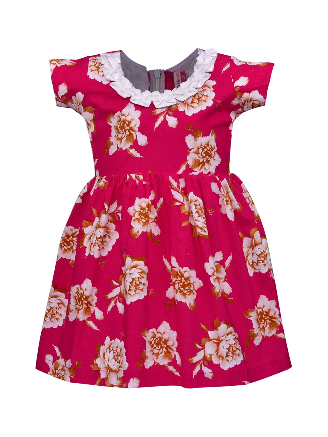 

Wish Karo Girls Pink & Off-White Floral Printed Fit and Flare Dress