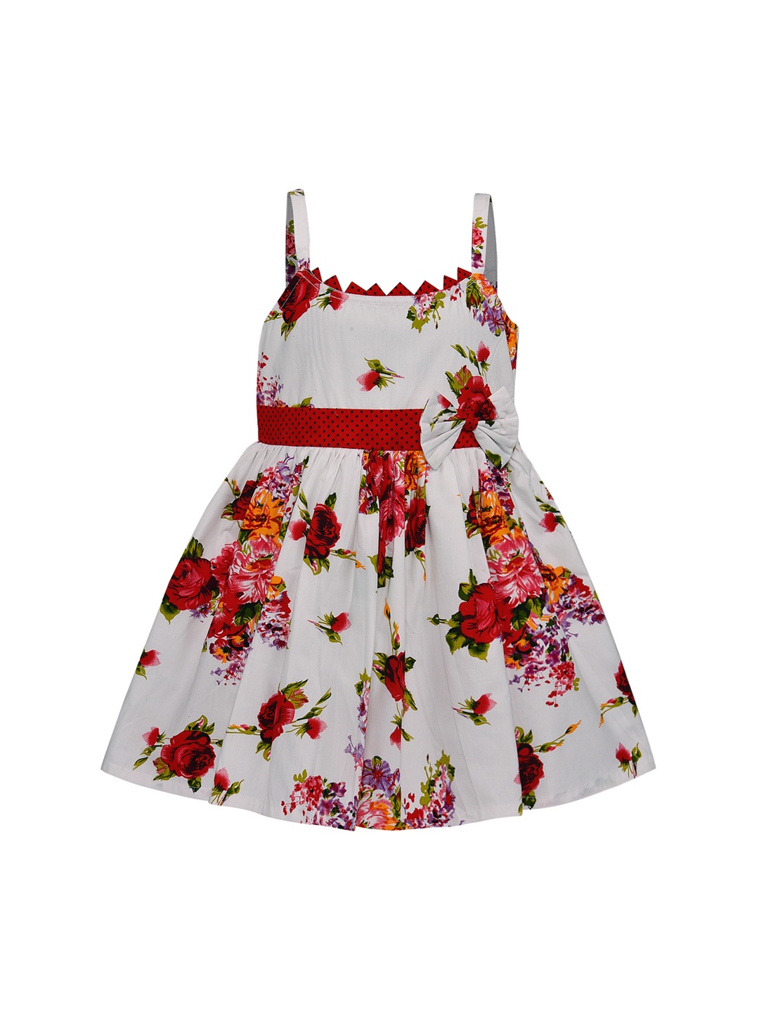

Wish Karo Girls Red & White Printed Fit and Flare Dress