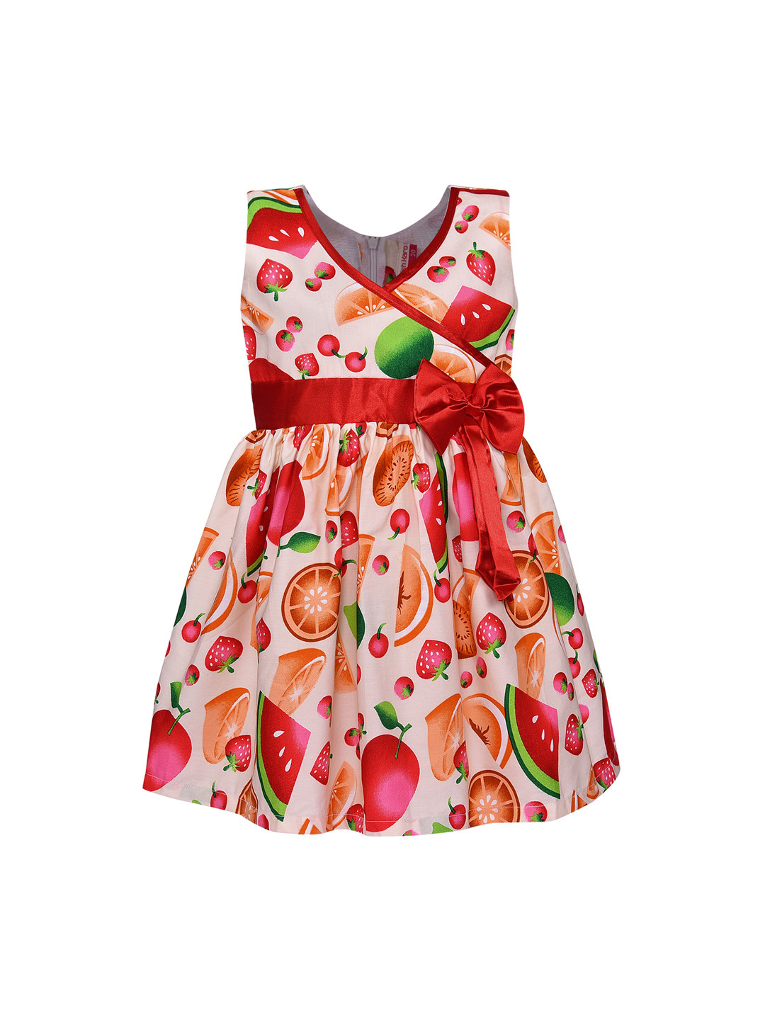 

Wish Karo Girls Orange & Red Quirky Printed Wrap Dress
