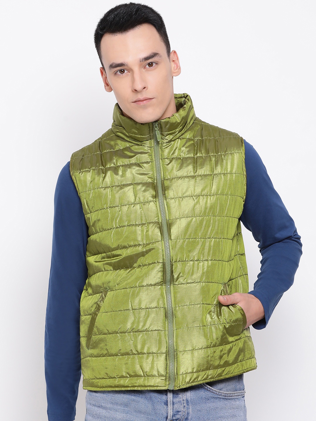 

Oxolloxo Men Green Solid Padded Jacket