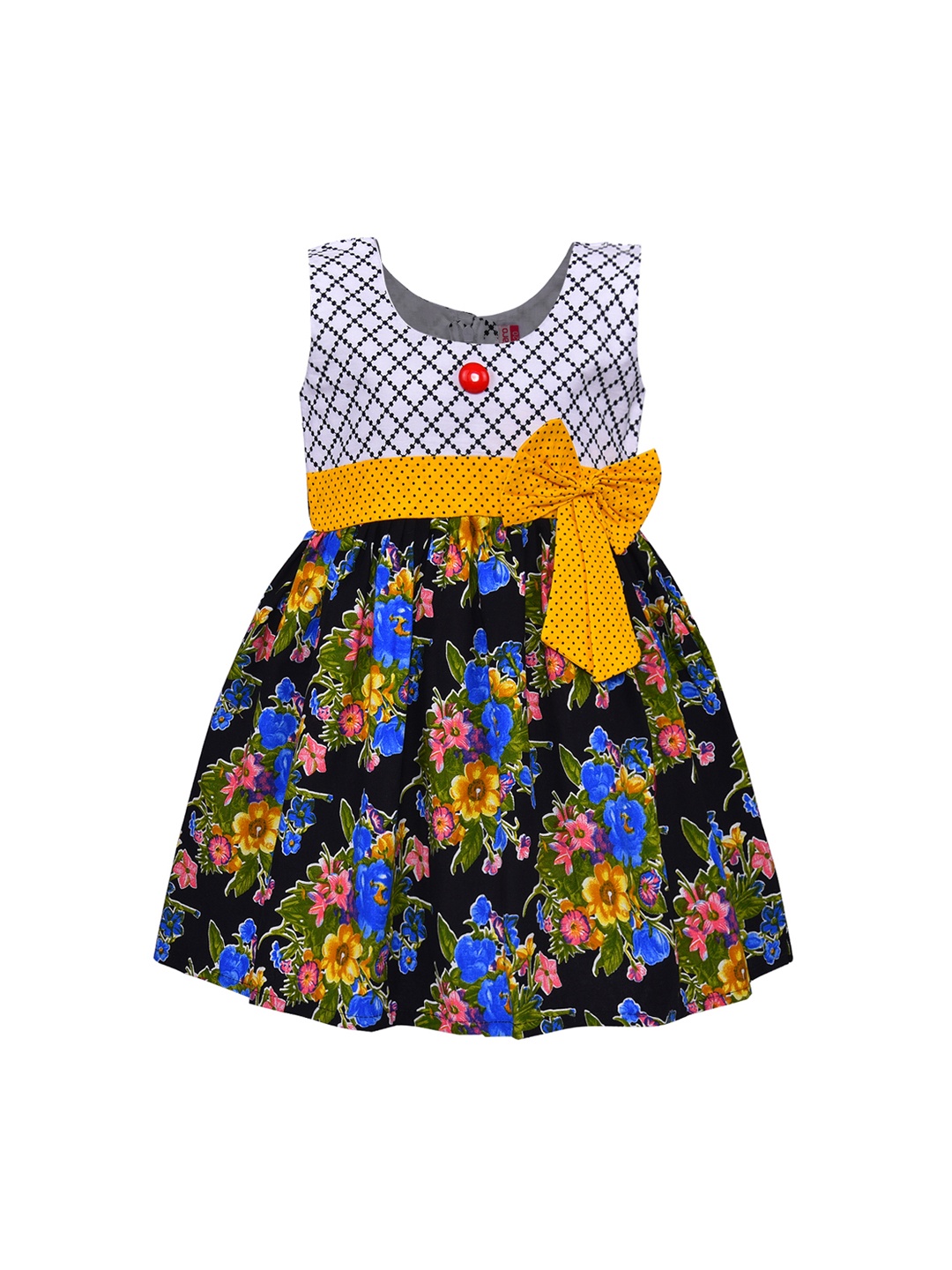 

Wish Karo Girls Yellow & White Floral Printed Fit and Flare Dress