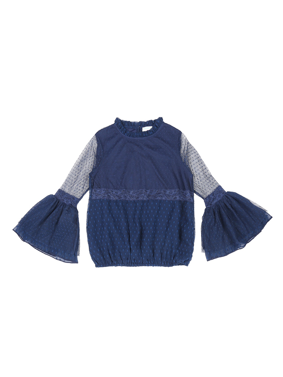 

Pantaloons Junior Girls Navy Blue Self Design Blouson Top