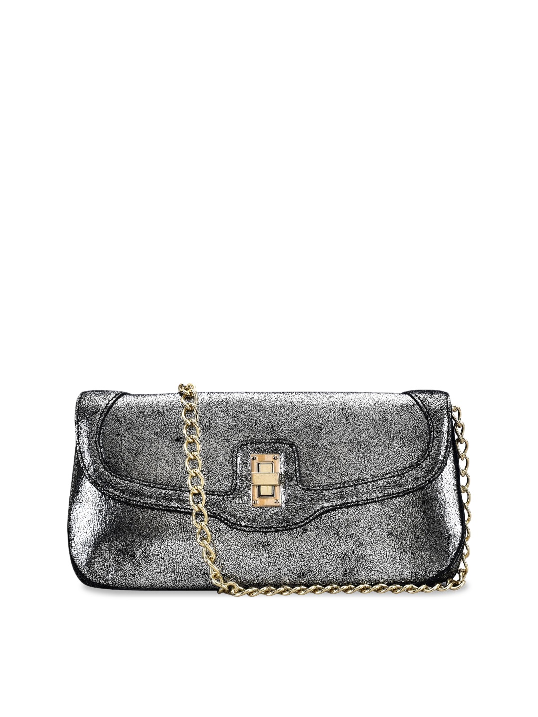 

Eske Silver-Toned Solid Leather Sling Bag