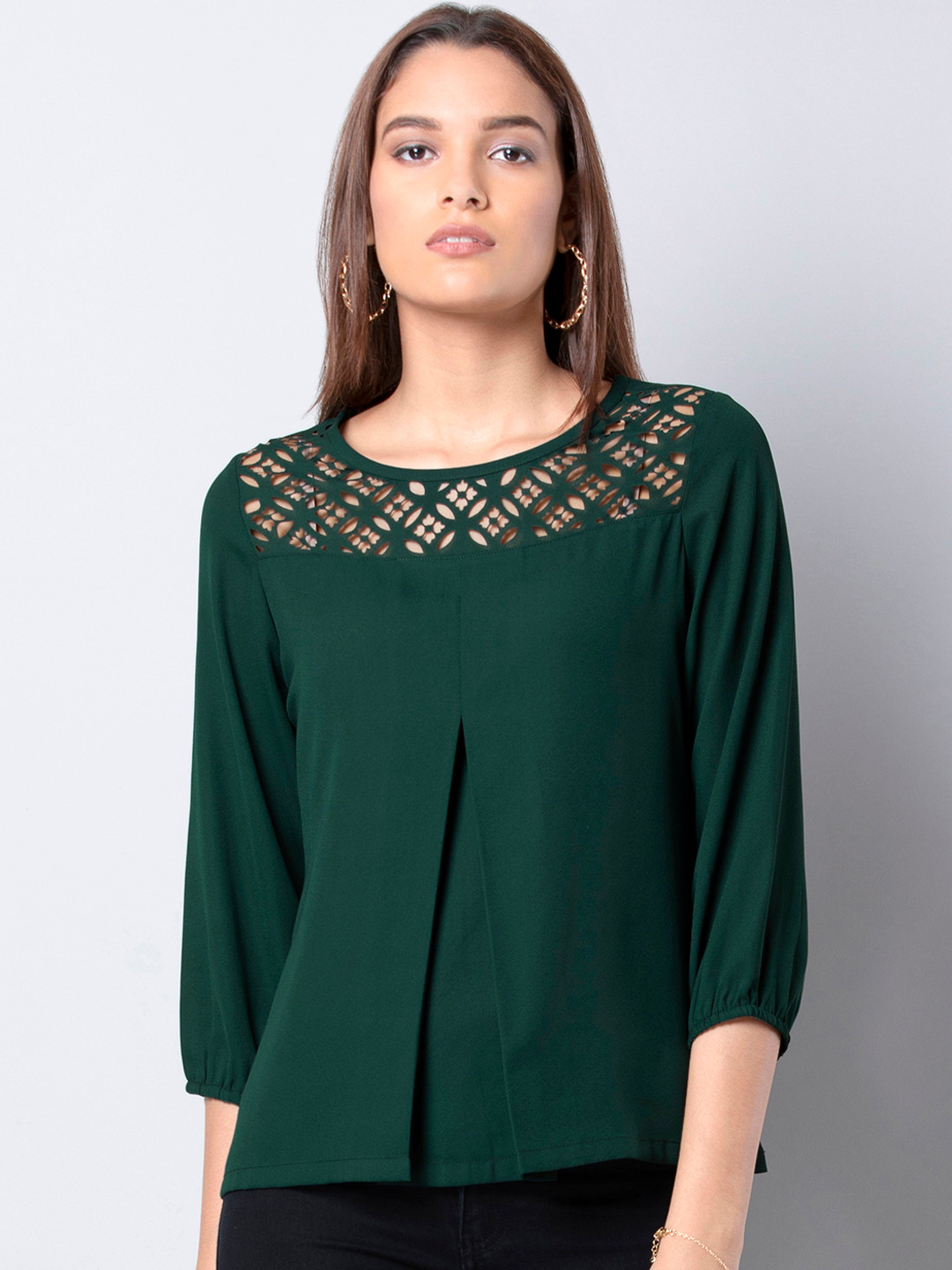 

FabAlley Women Green Solid Top