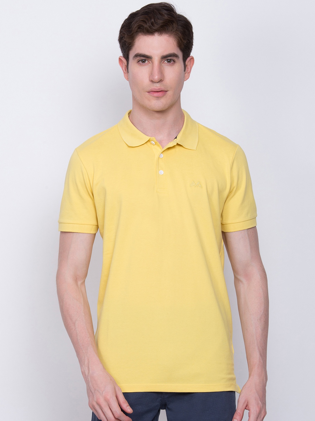 

LINDBERGH Men Yellow Slim Fit Solid Polo Collar T-shirt