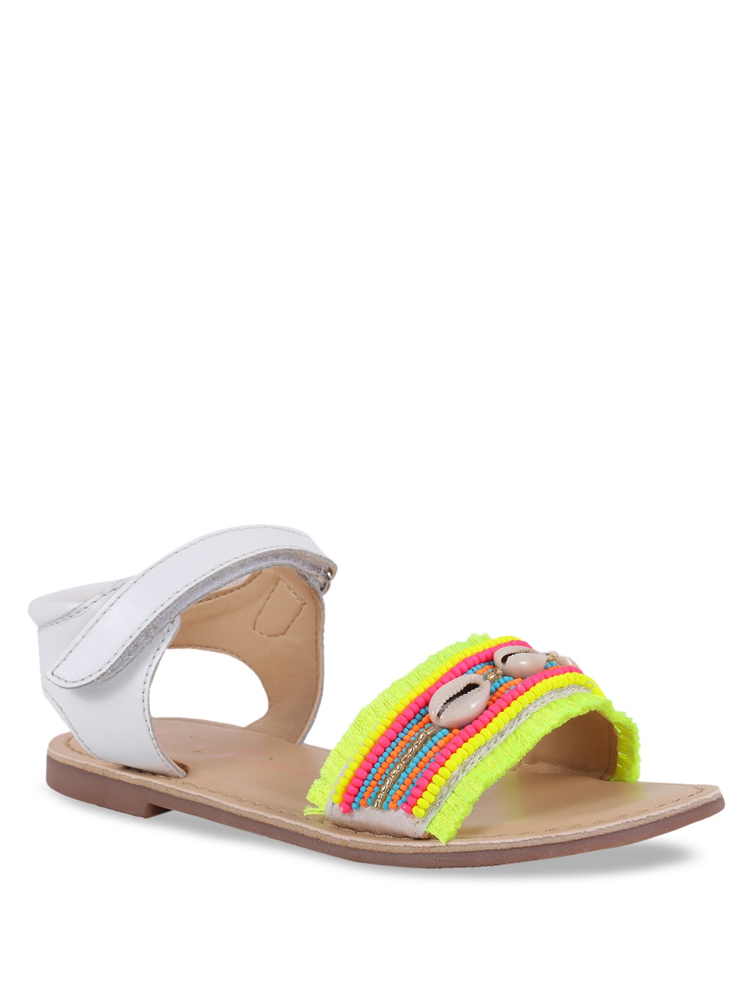 

Aria Nica Girls White Embellished Leather Open Toe Flats