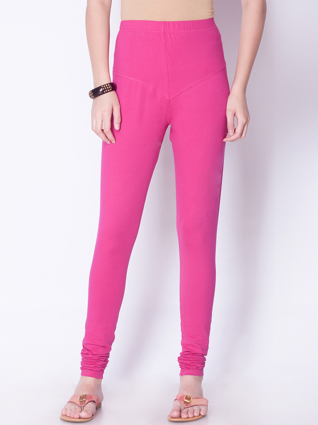 Dollar Missy Women Pink Solid Churidar Length Leggings