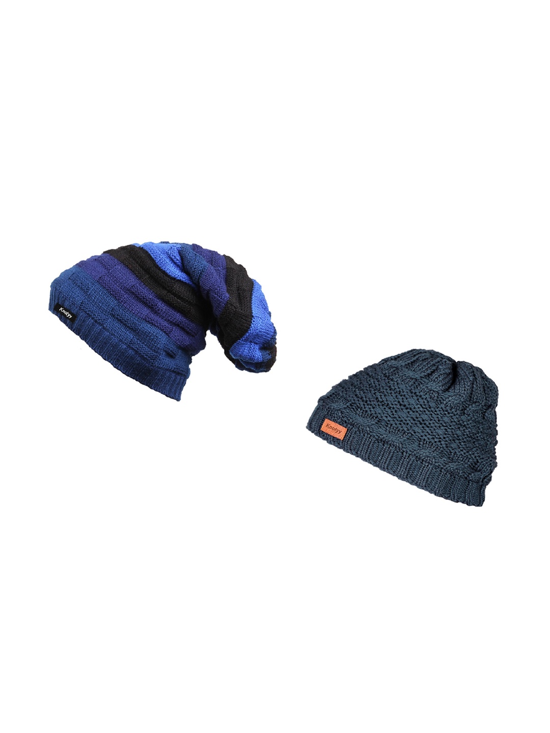 

Knotyy Men Pack of 2 Beanie, Blue