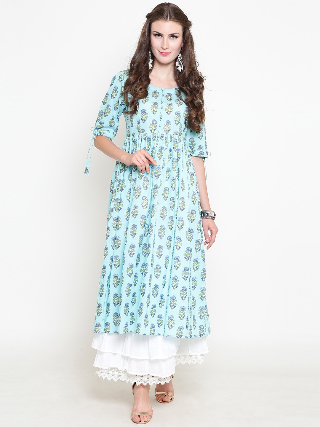 

Sera Women Blue Printed Kurta with Skirt