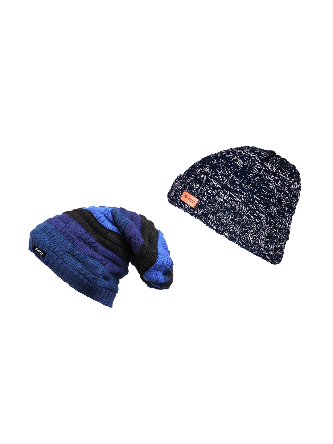 

Knotyy Men Pack of 2 Beanie, Blue