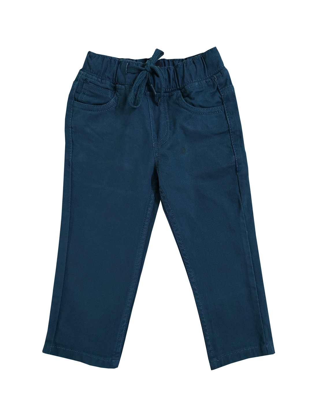 

KiddoPanti Boys Teal Blue Solid Regular Trousers