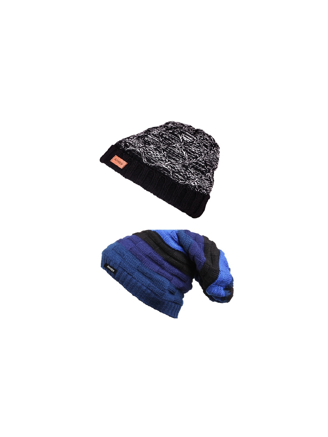 

Knotyy Men Pack of 2 Wool Blend Beanies, Blue