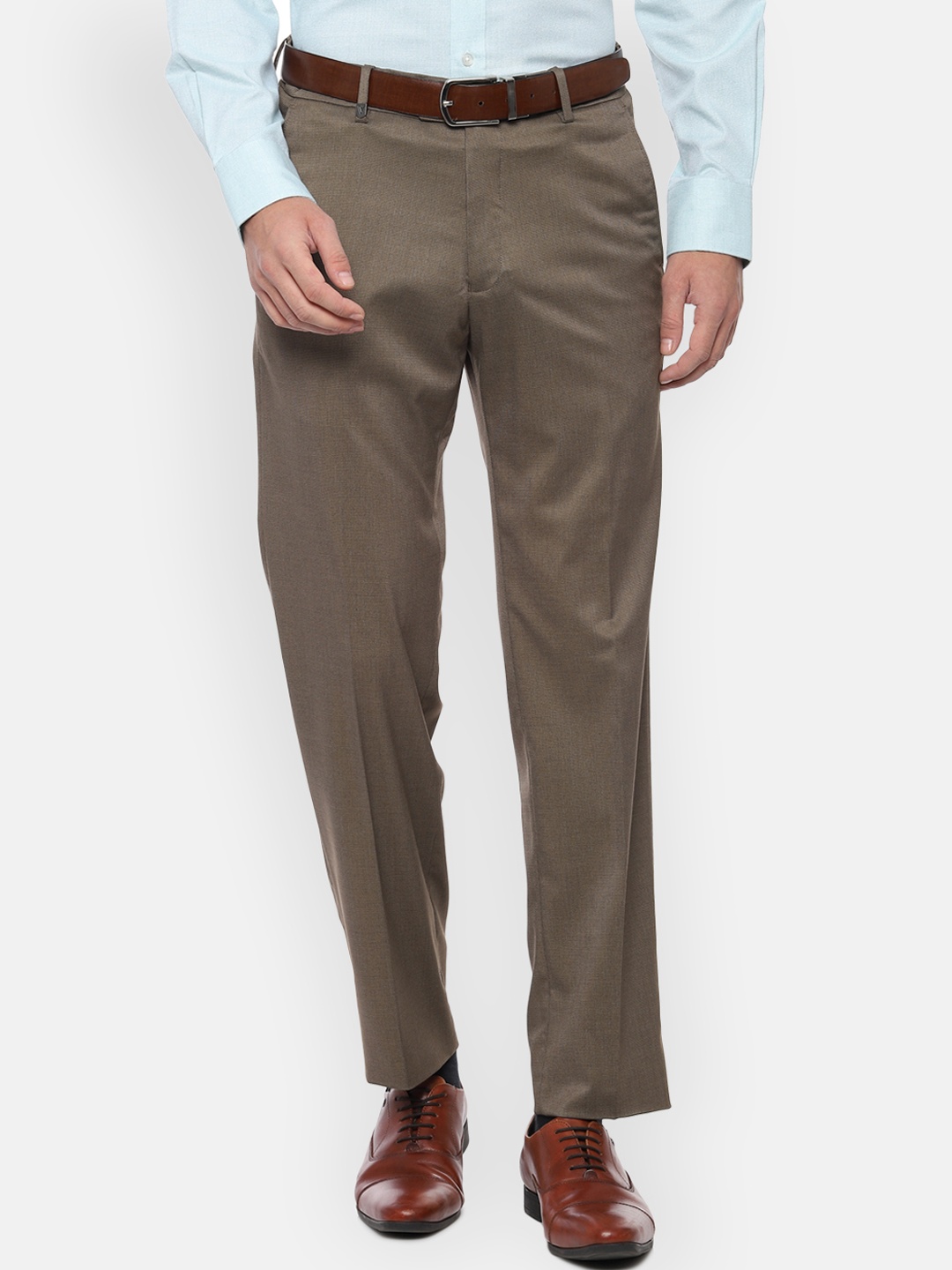 

Van Heusen Men Brown Regular Fit Self Design Formal Trousers