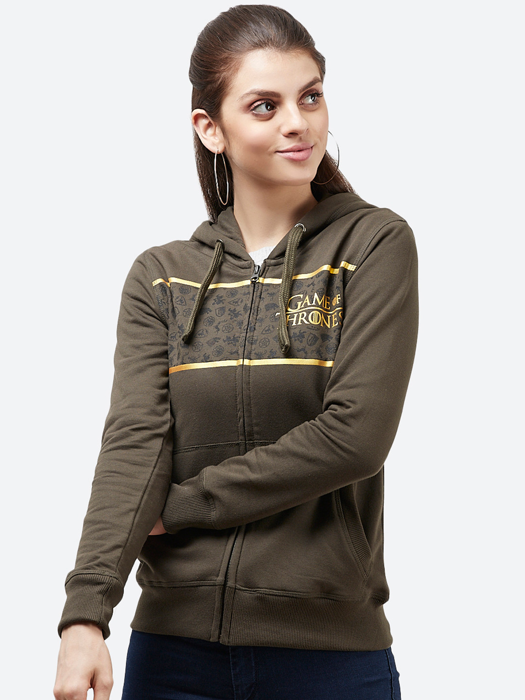 

Free Authority Women Green Game of Thrones Printed Hooded Sweatshirt