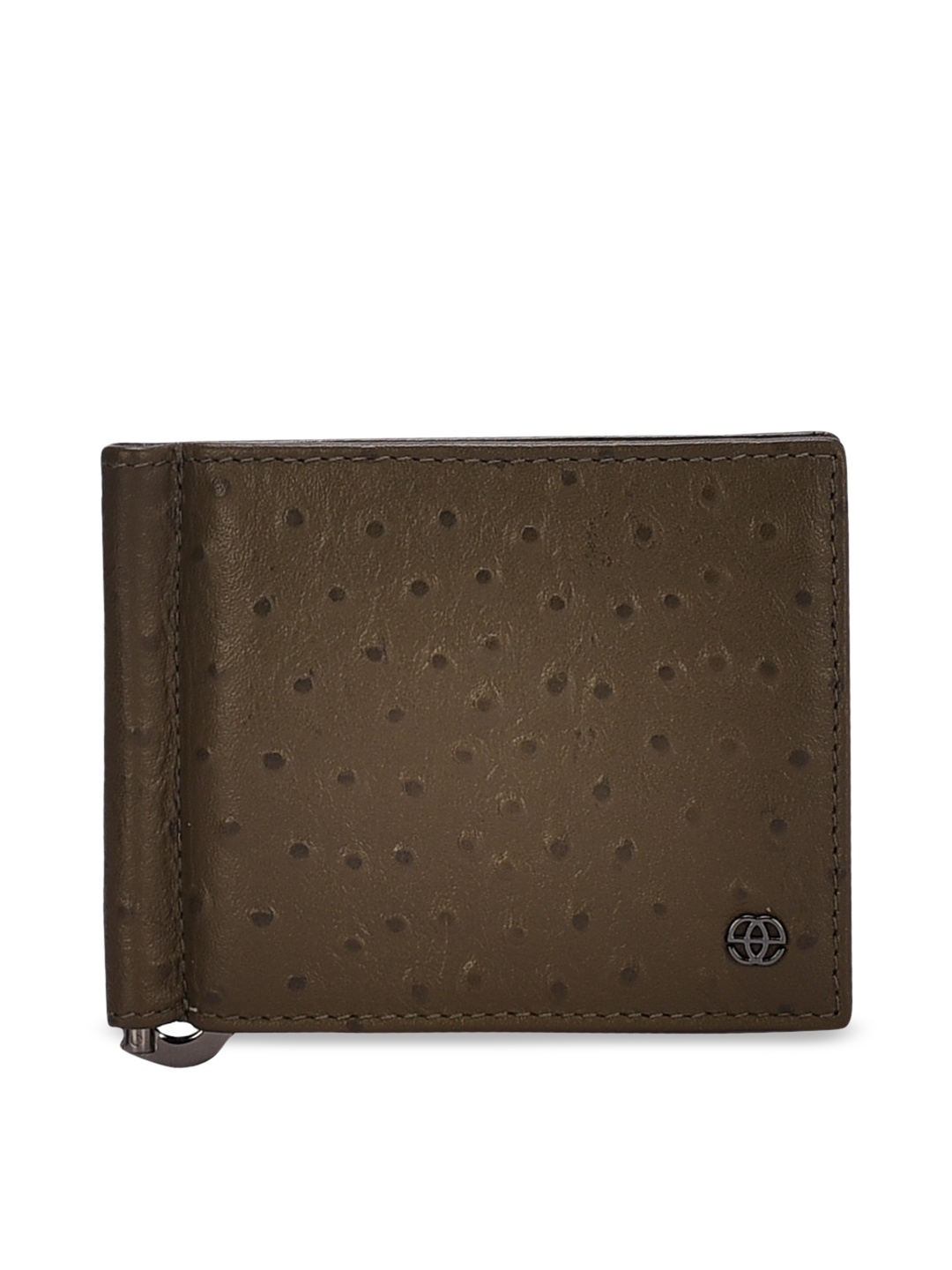 

Eske Men Olive Green & Brown Textured Leather Card Holder