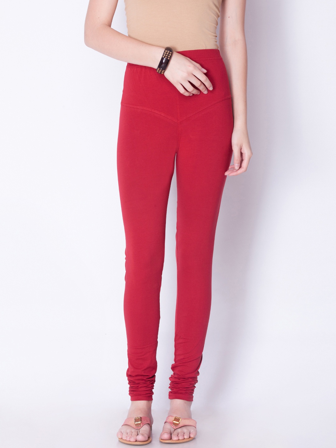 

Dollar Missy Women Red Solid Churidar Length Leggings