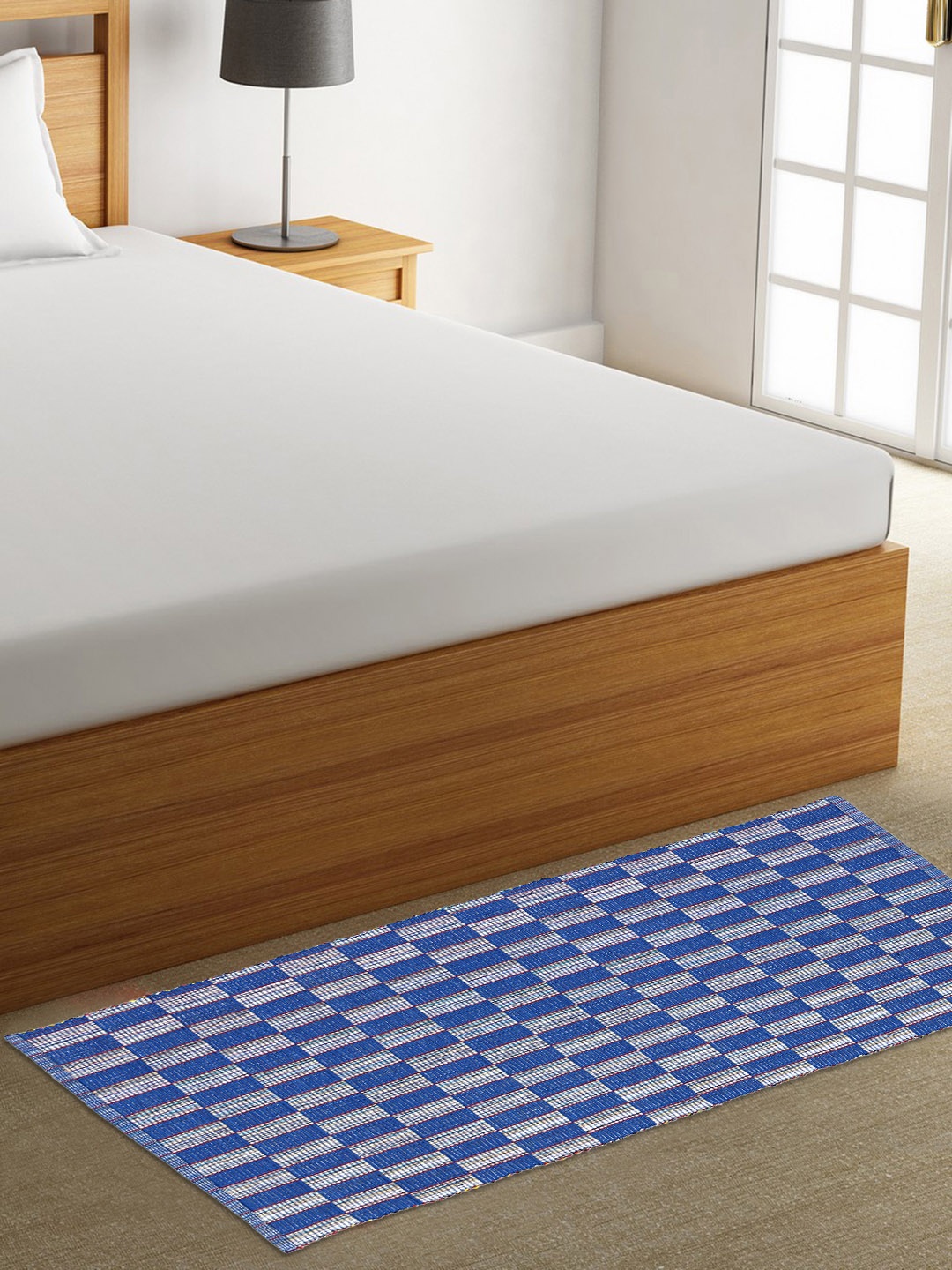 

KLOTTHE Blue & Grey Printed Rectangular Bedside Runner