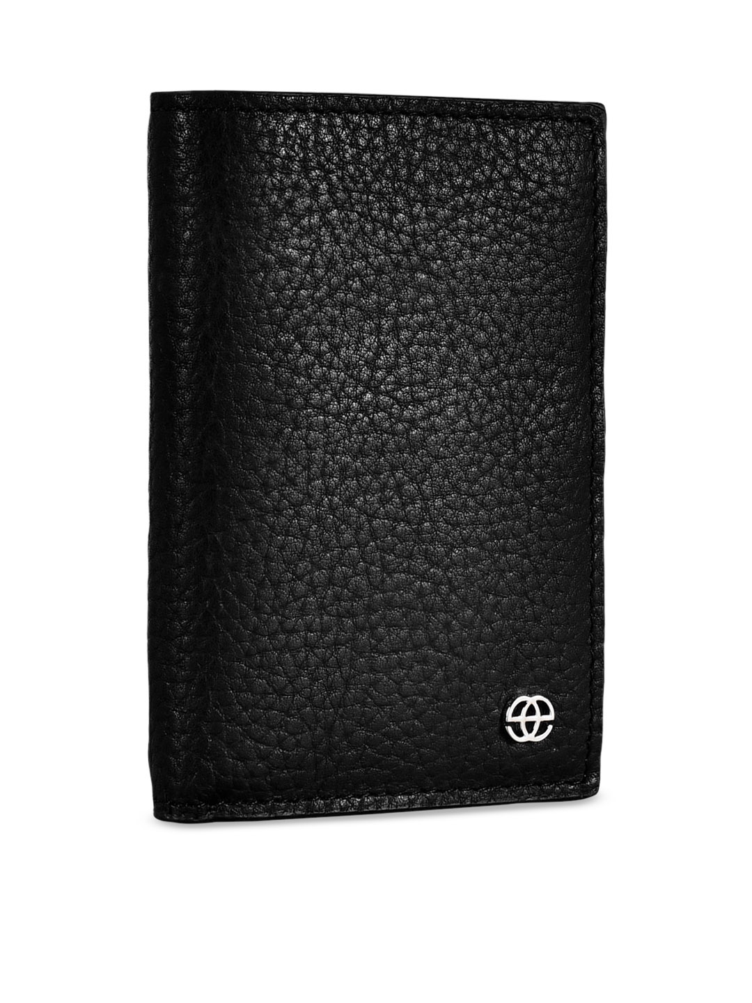 

Eske Men Black Textured Three Fold Leather Wallet