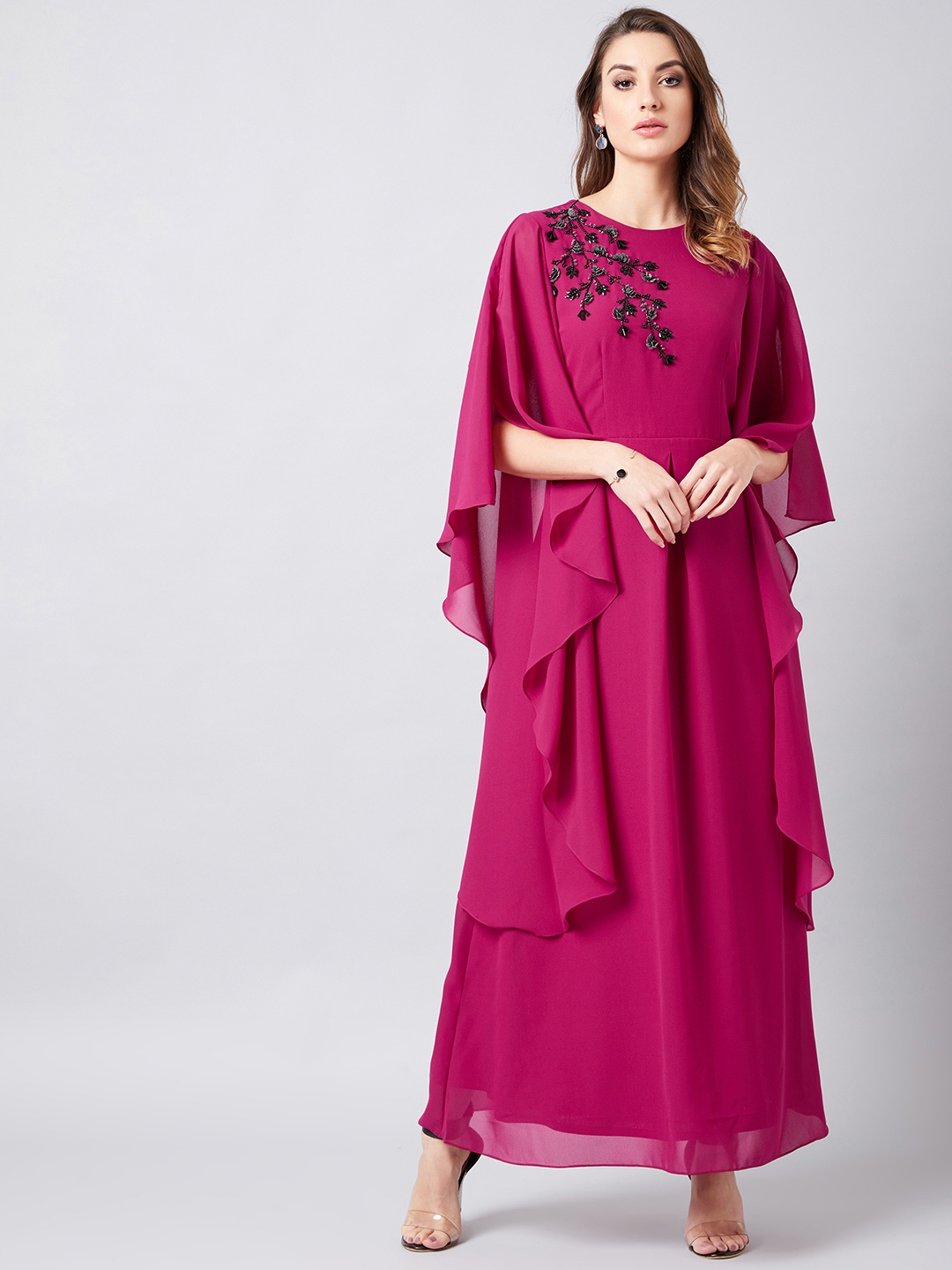 

Athena Women Pink Solid Maxi Dress