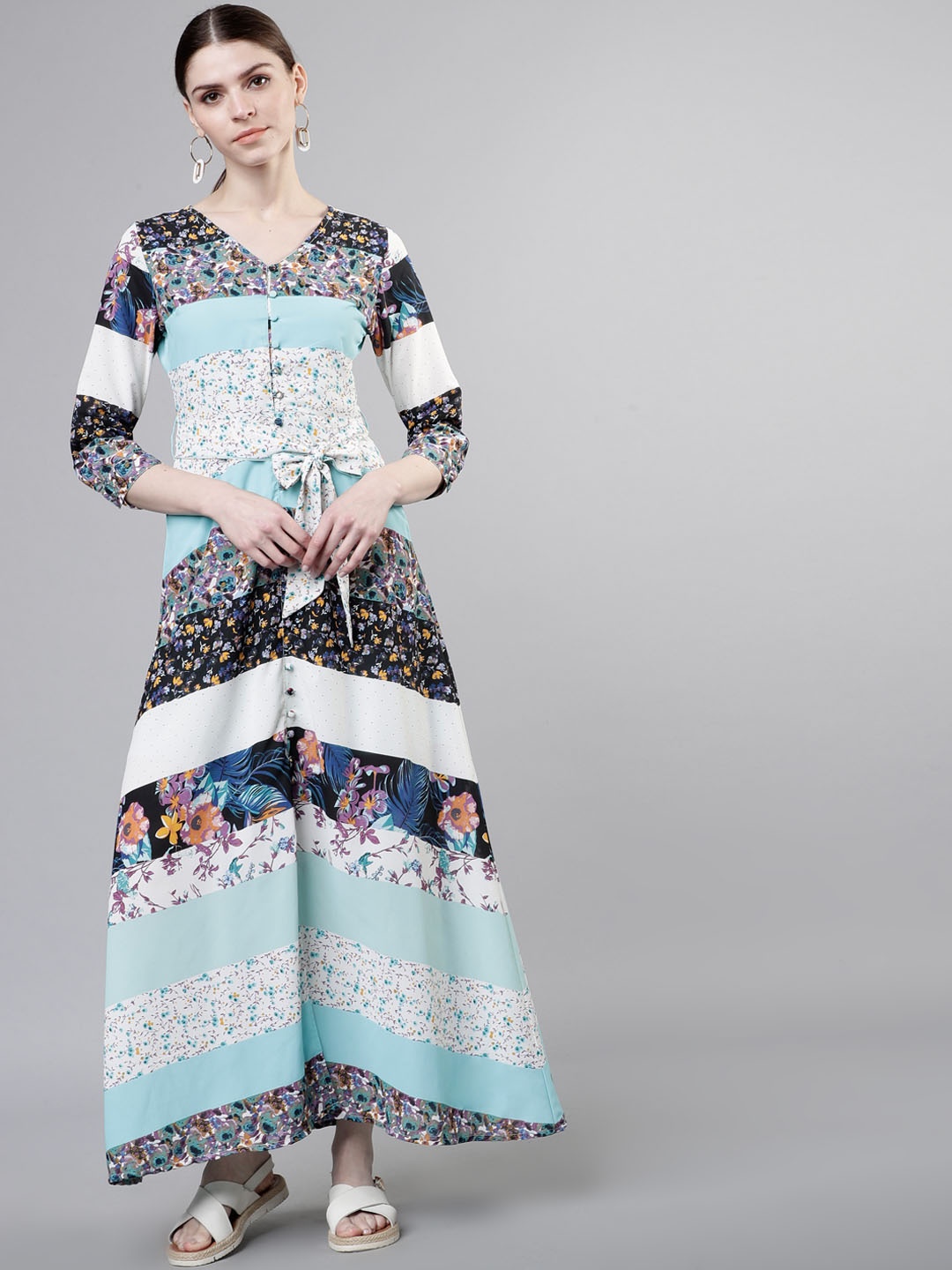 

Tokyo Talkies Women Printed Blue Maxi Dress