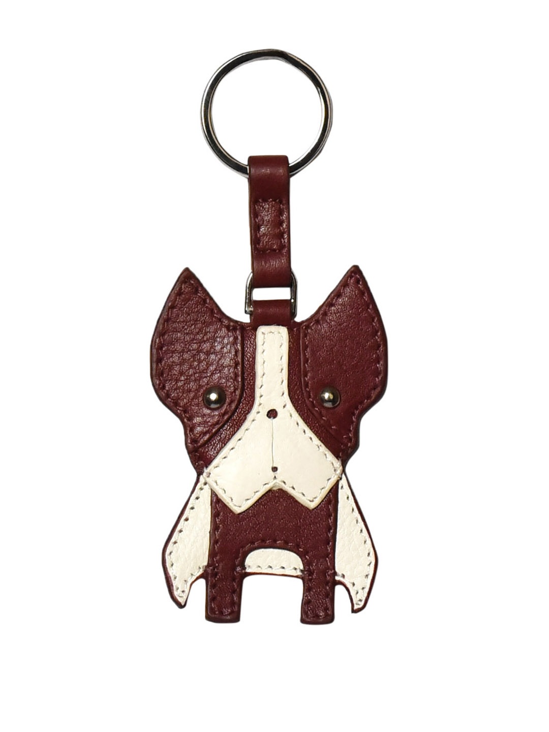 

Eske Unisex Maroon & Beige Handcrafted Leather Pax Keychain