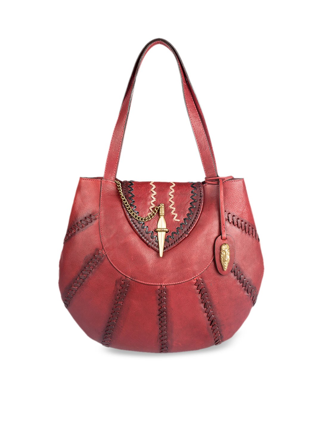 

Hidesign Red Solid Leather Handheld Bag