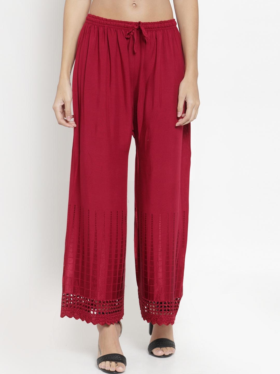

Clora Creation Women Maroon Solid Straight Palazzos