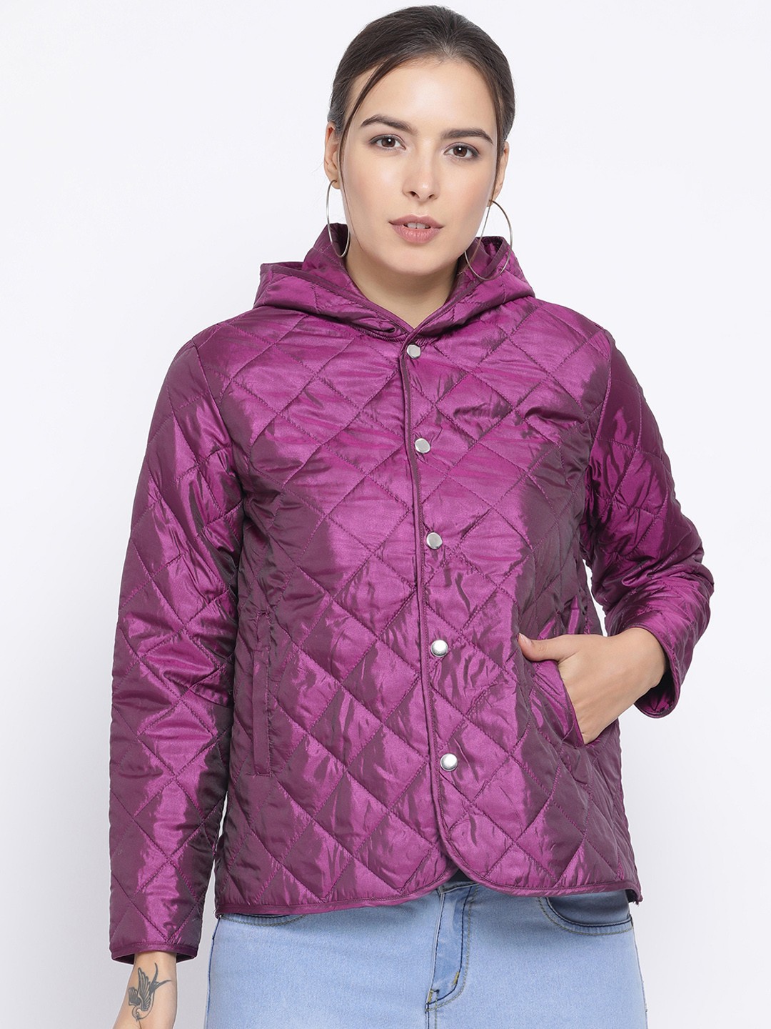 

Oxolloxo Women Purple Solid Jacket