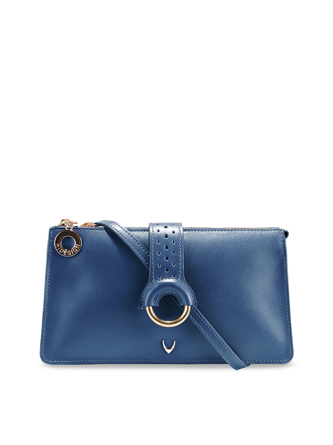

Hidesign Blue Solid Leather Sling Bag