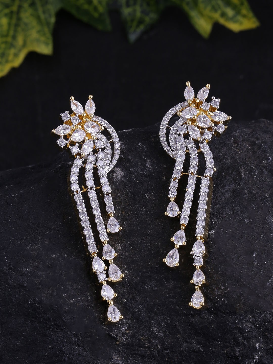 

Voylla Gold-Plated & Silver-Toned Handcrafted Contemporary Drop Earrings