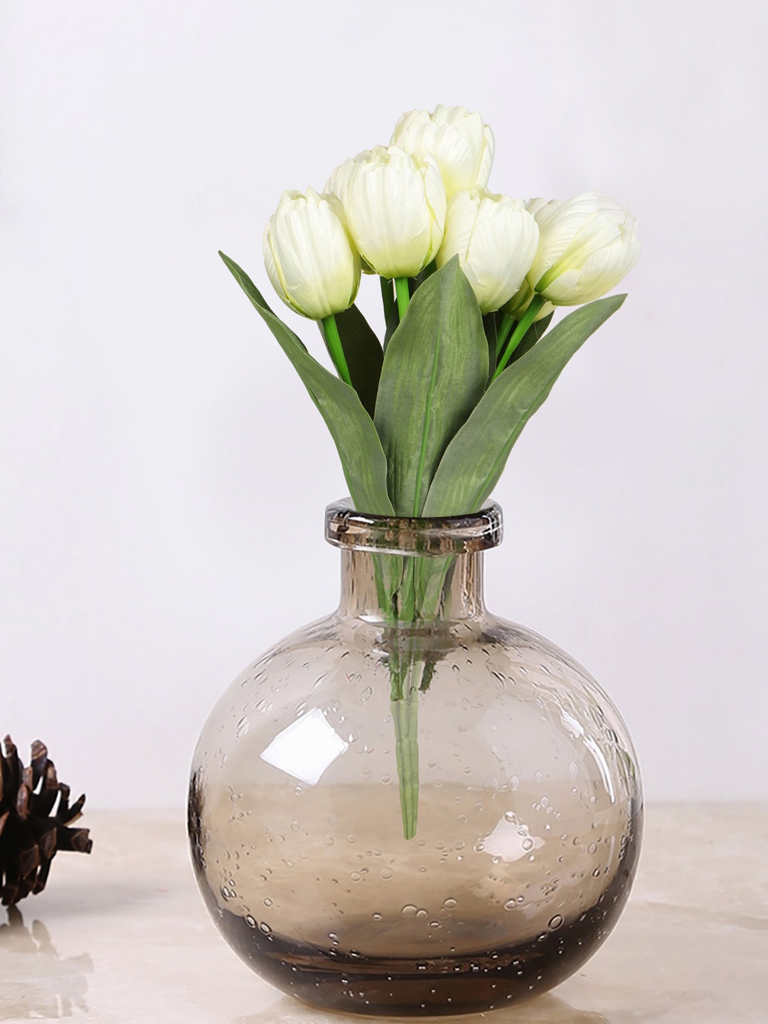 

TIED RIBBONS White & Green Tulips Artificial Flower Stick