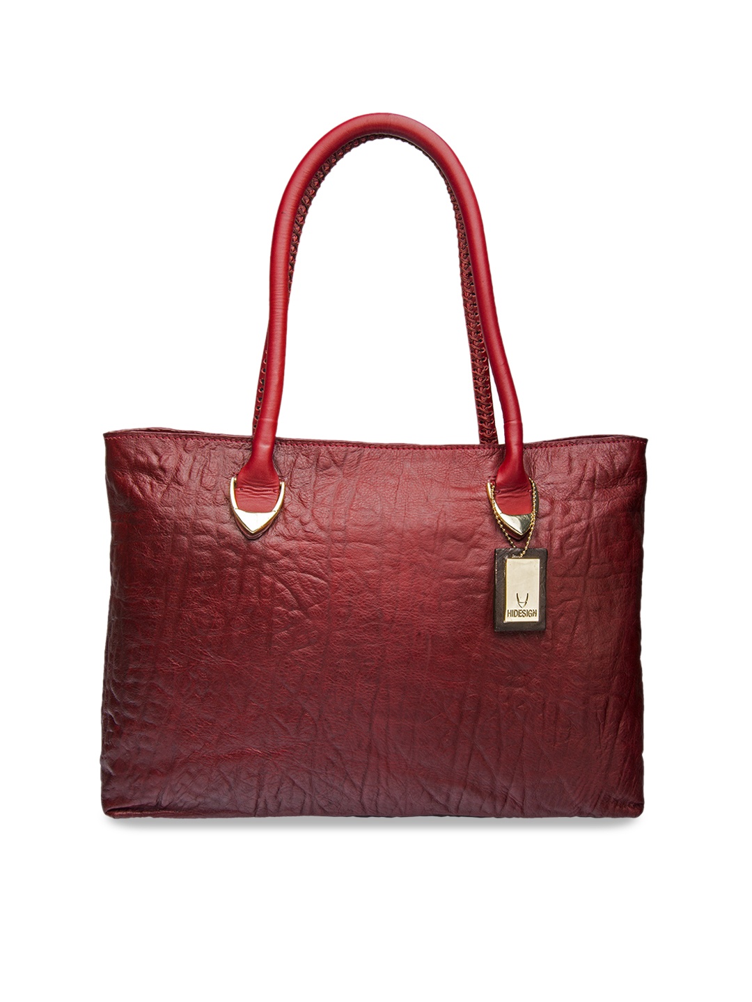 

Hidesign Red Textured Leather Handheld Bag