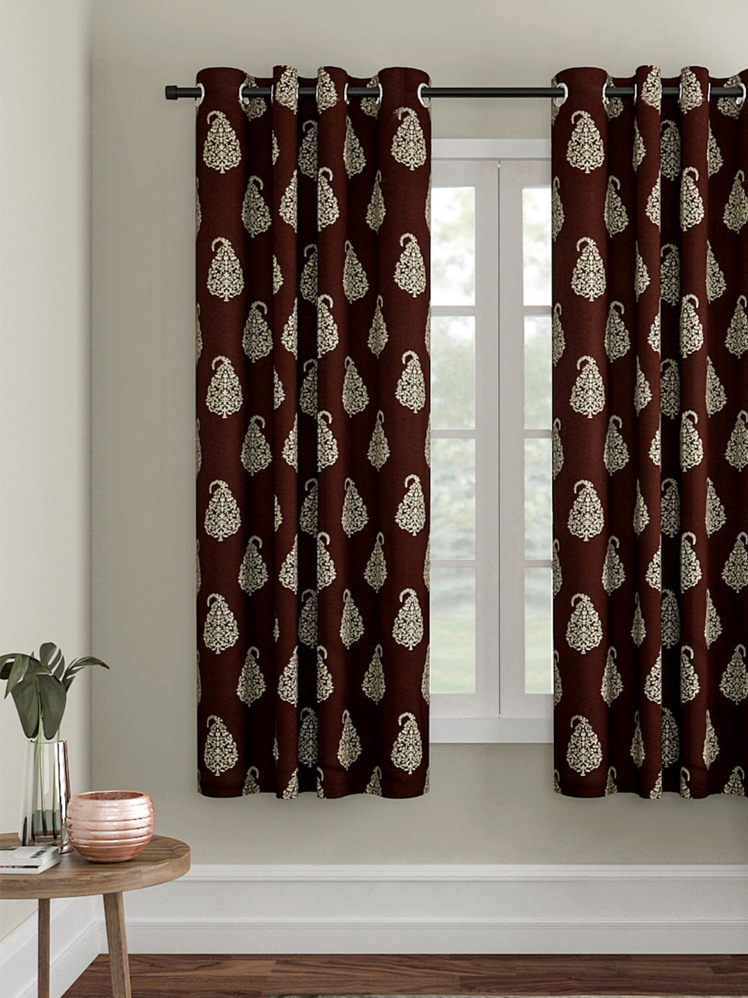 

Soumya Brown Printed Single Window Curtain