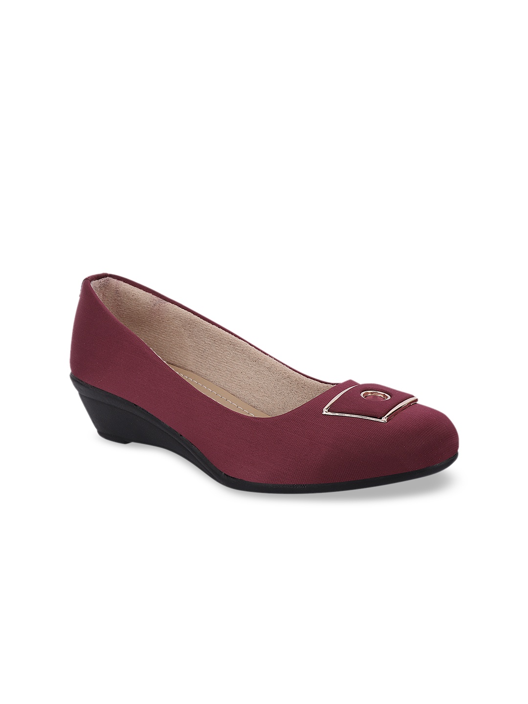 

Shoetopia Women Maroon Solid Ballerinas