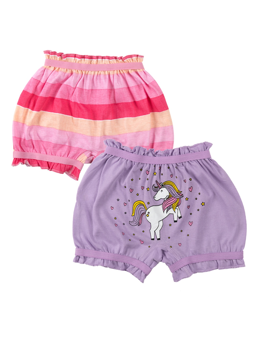 

You Got Plan B Girls Pack of 2 Printed Pure Cotton Bloomers BL-Unicorn, Pink