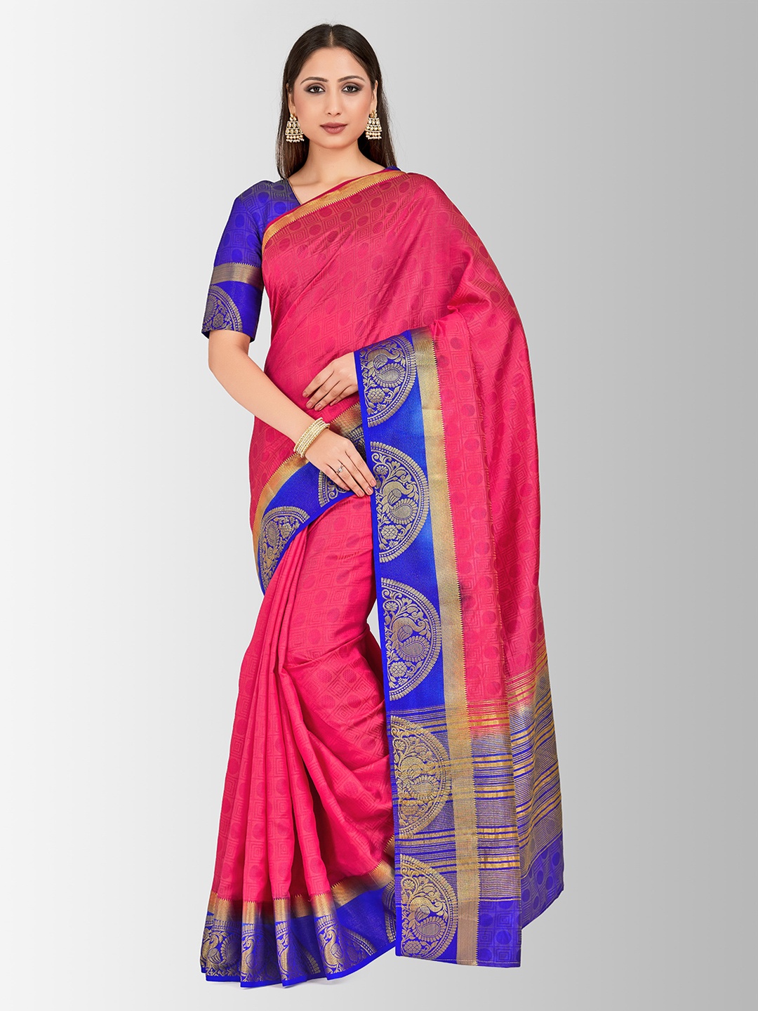 

MIMOSA Pink Art Silk Woven Design Kanjeevaram Saree