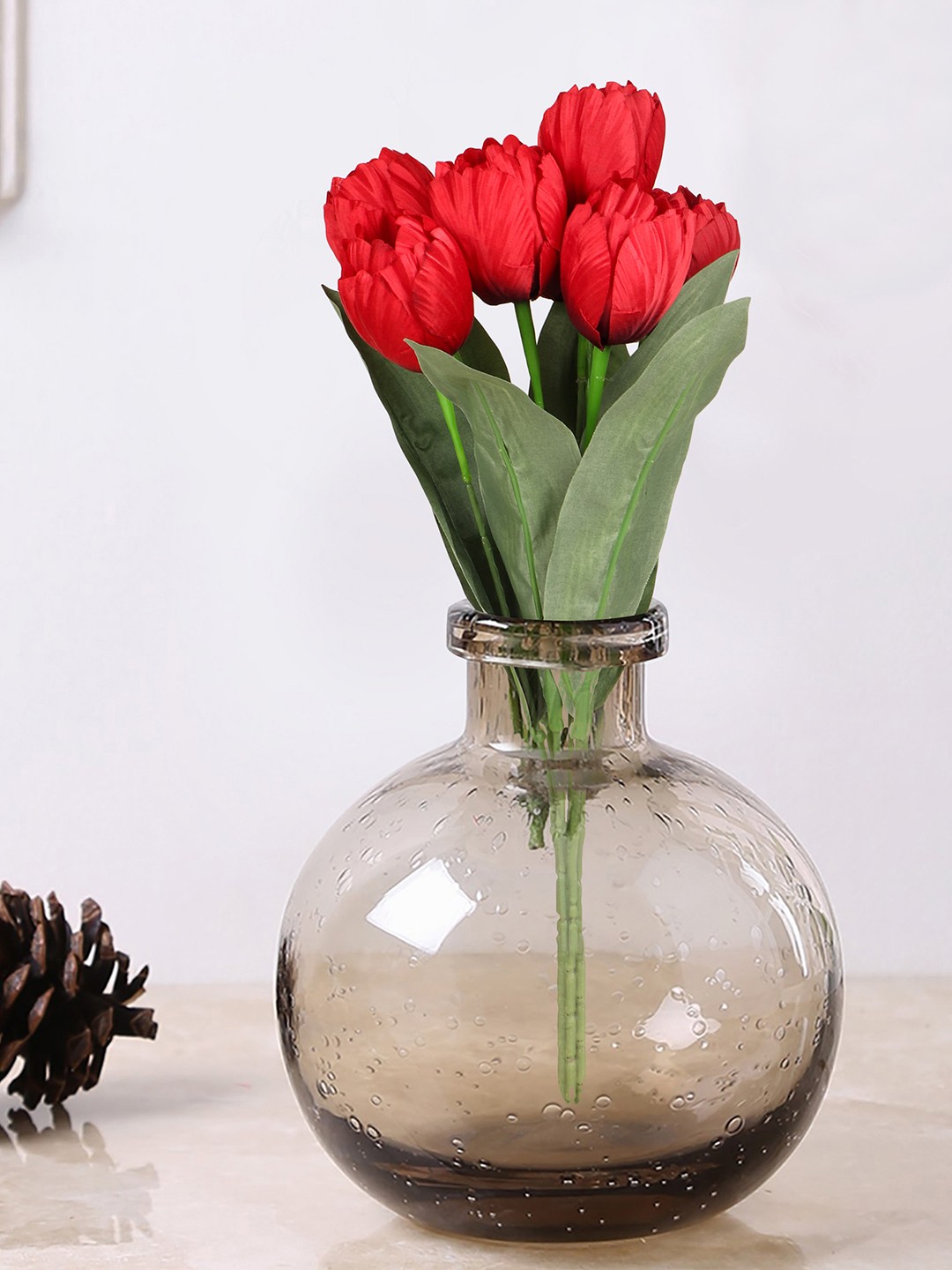 

TIED RIBBONS Red & Green Tulips Artificial Flower Stick