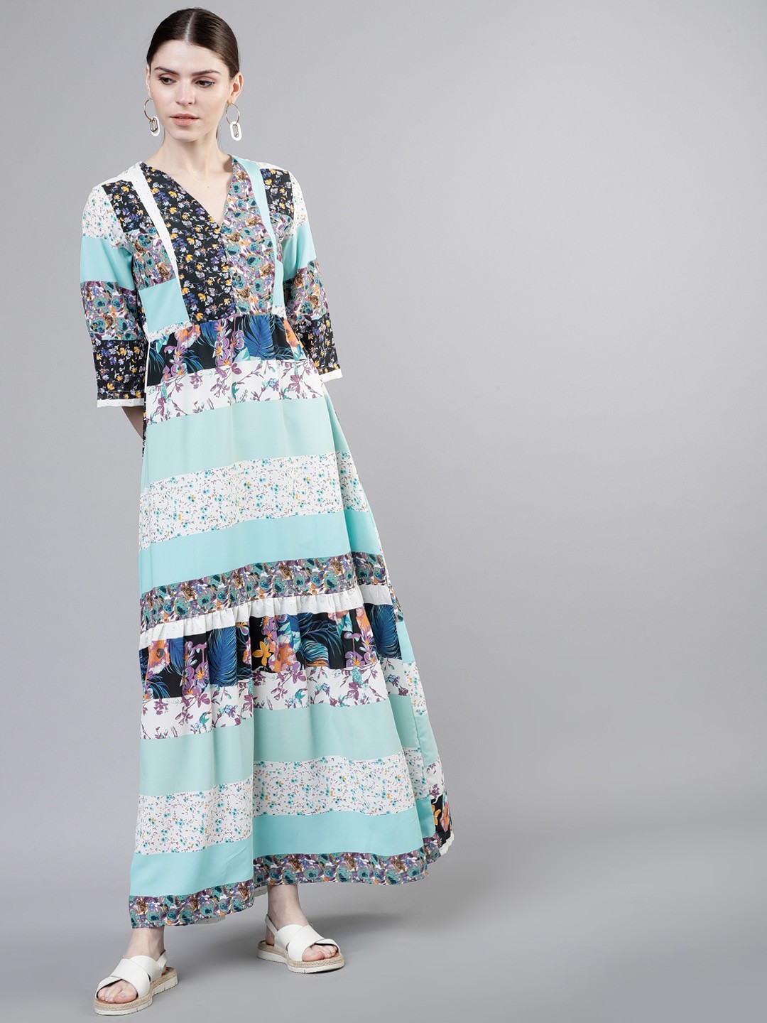 

Tokyo Talkies Women Floral Printed Blue Maxi Dress