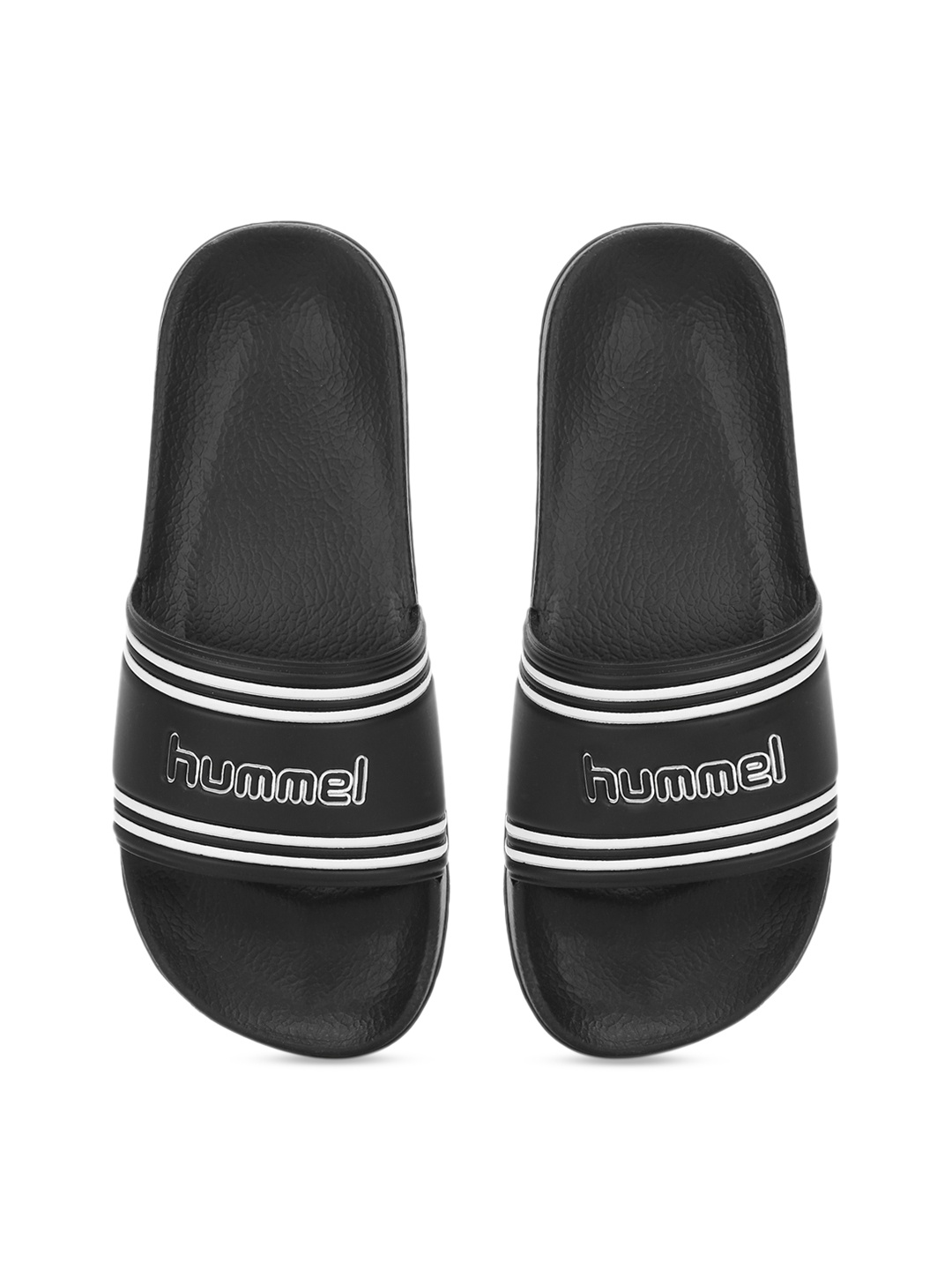 

hummel Unisex Black & White Striped Sliders