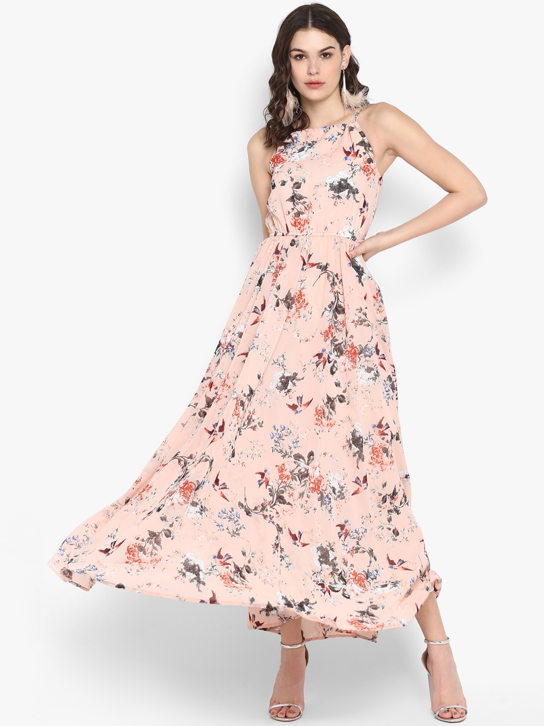 

The Vanca Women Floral Print Pink Maxi Dress