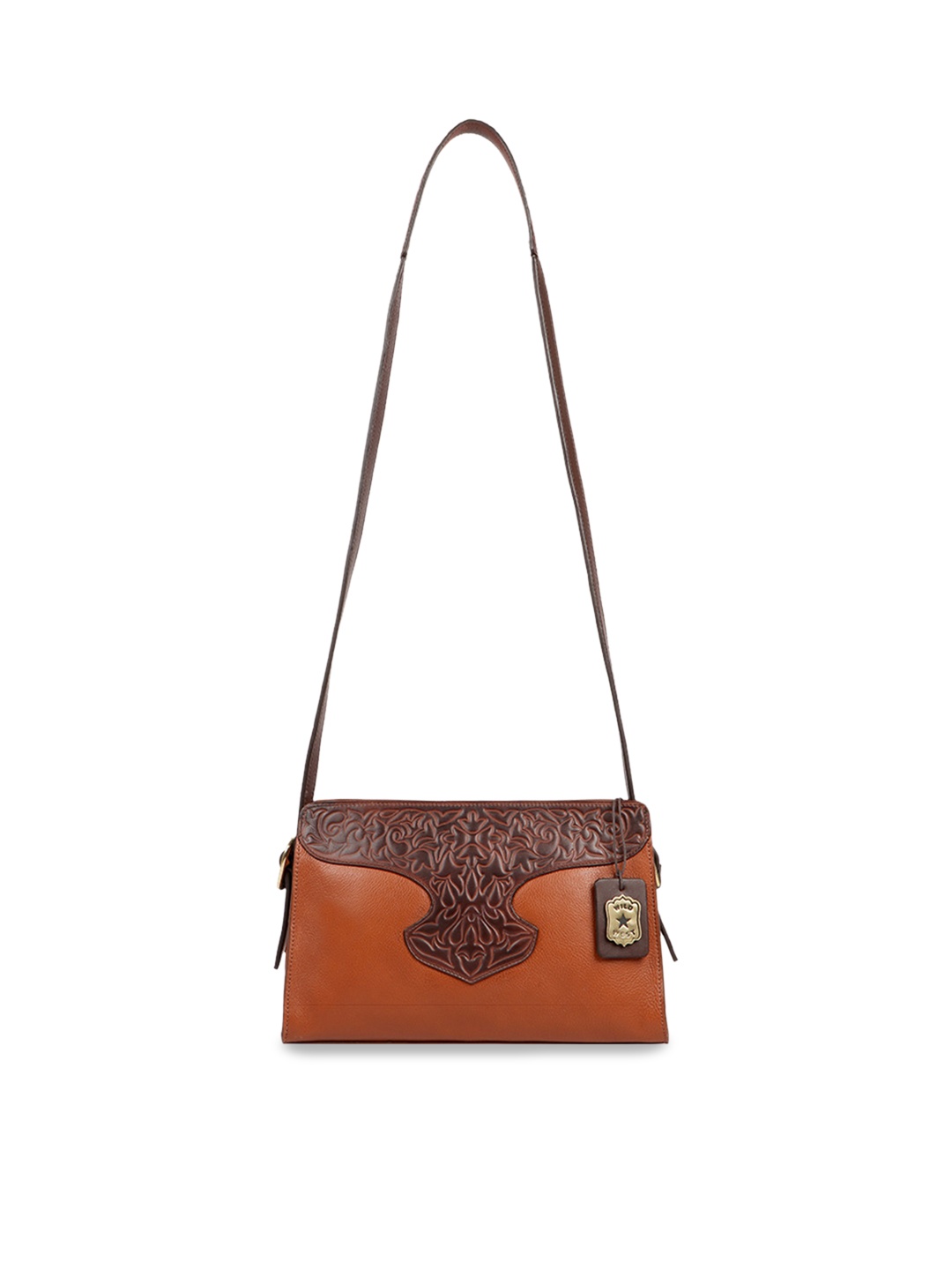 

Hidesign Tan Brown Textured Leather Sling Bag