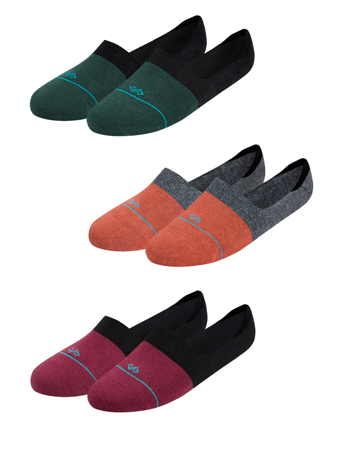 

Dynamocks Unisex Pack of 3 Colourblocked Shoe Liners, Red