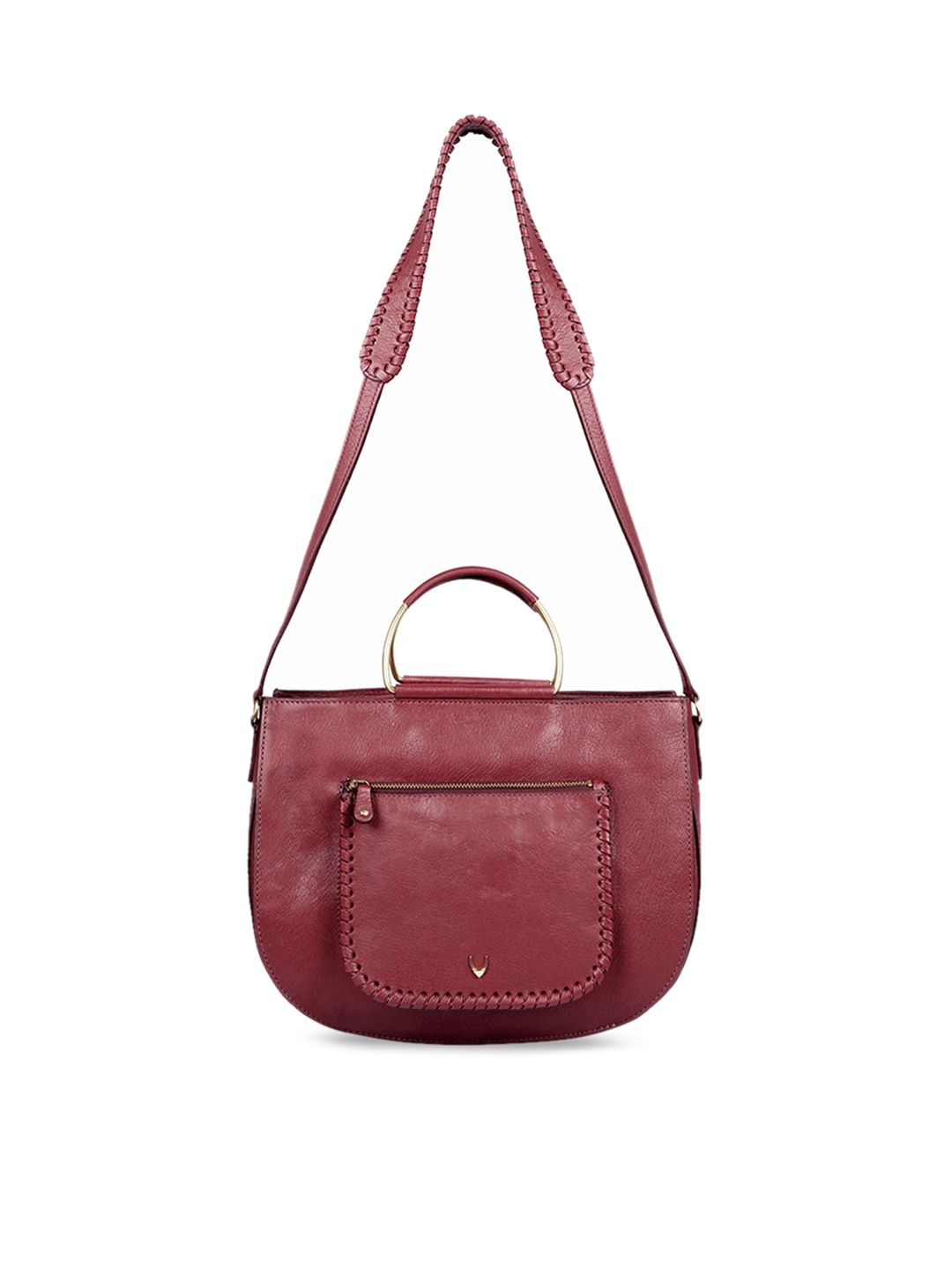 

Hidesign Red Solid Leather Handheld Bag
