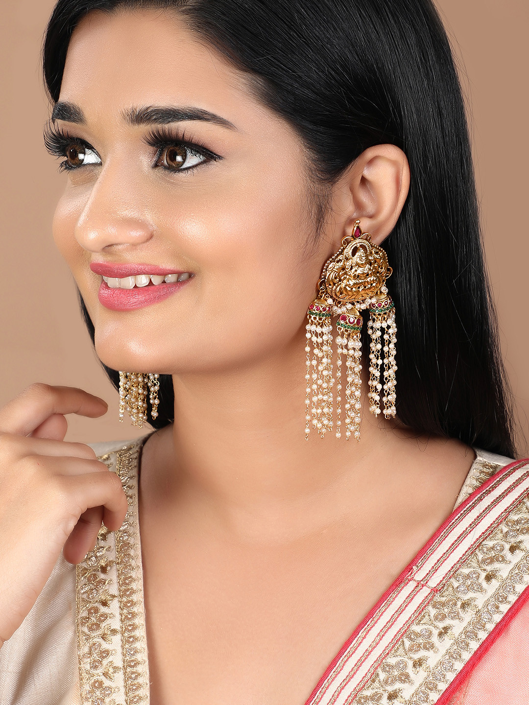 

Rubans Gold-Plated Kundan Classic Jhumka