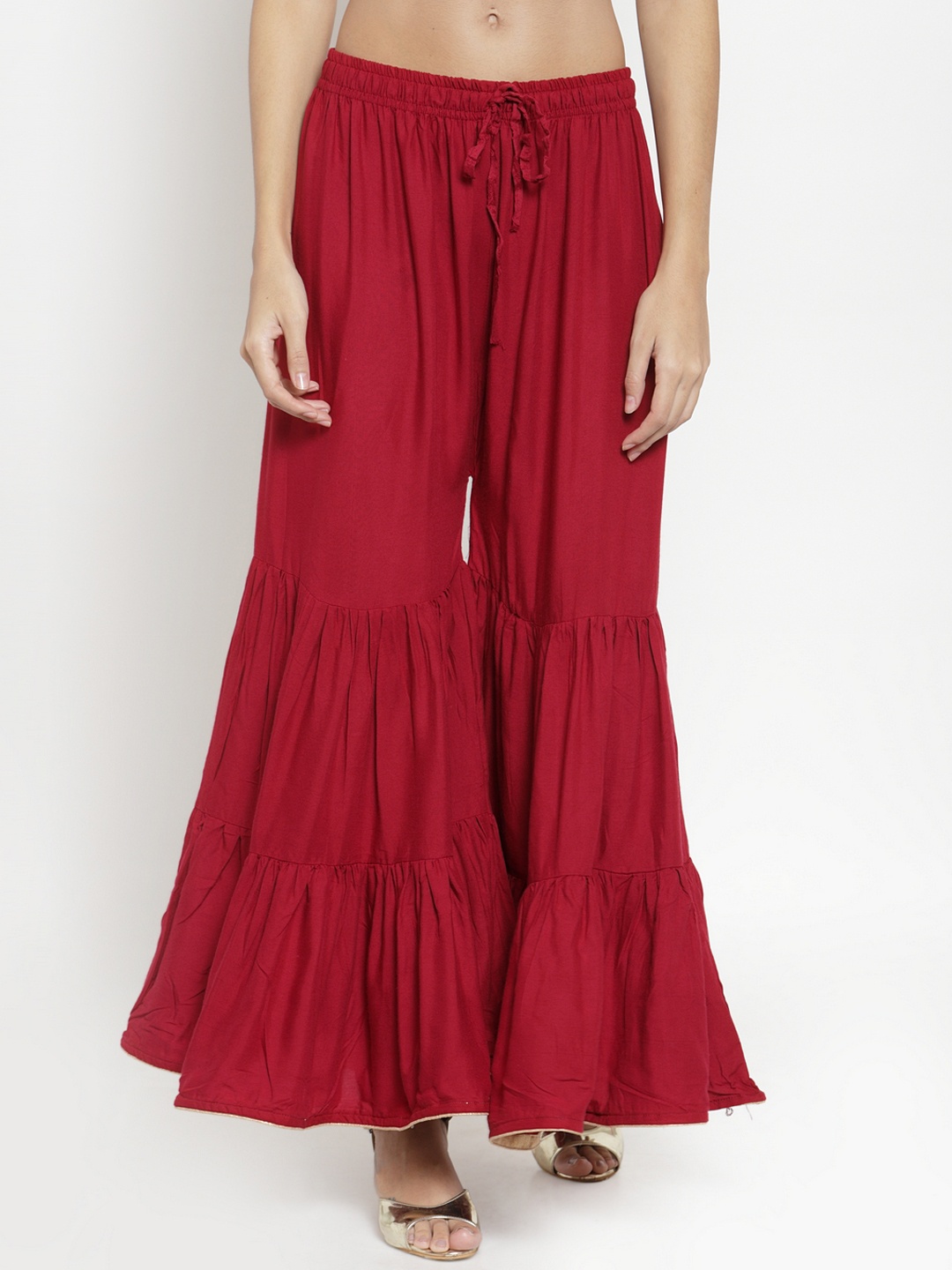 

Clora Creation Women Maroon Solid Flared Tiered Palazzos