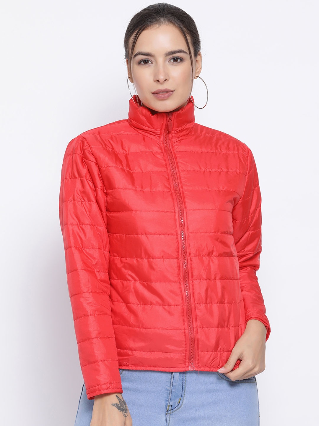 

Oxolloxo Women Red Solid Jacket