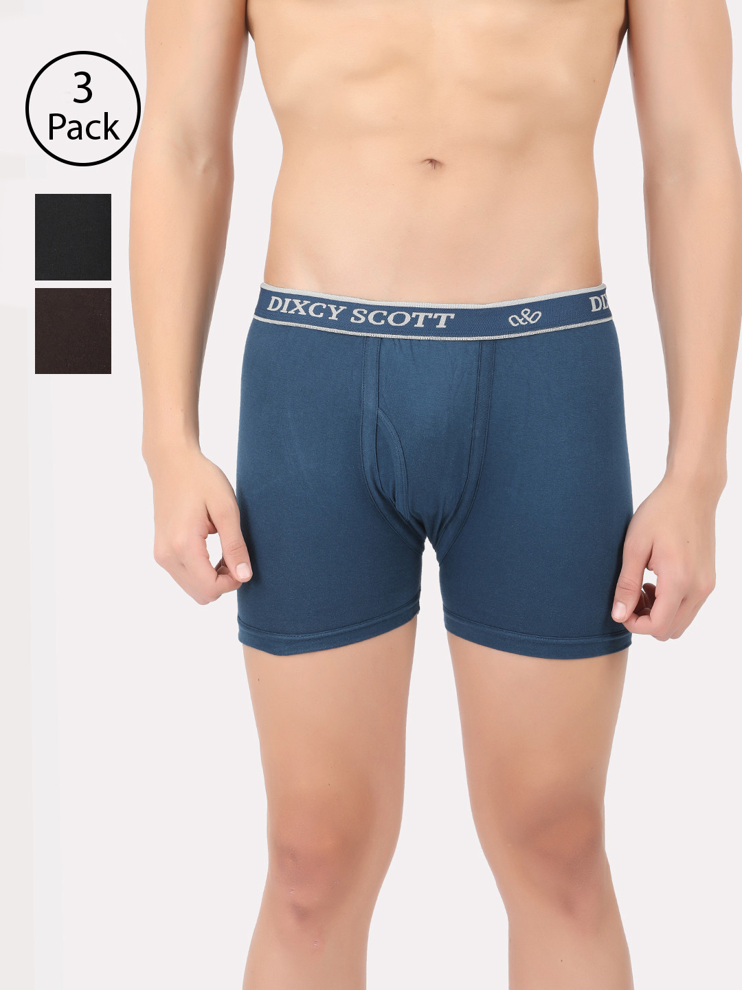 

DIXCY SCOTT Men Pack of 3 Assorted Pure Cotton Trunks K1-PR64341