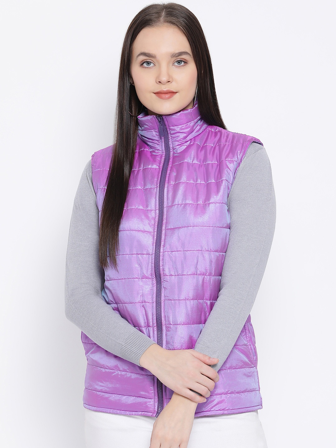 Oxolloxo Women Purple Solid Jacket