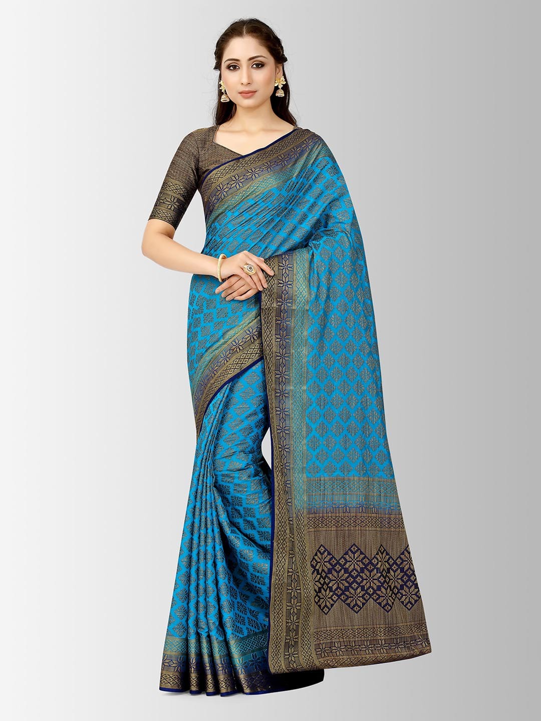 

MIMOSA Blue Art Silk Woven Design Patola Saree